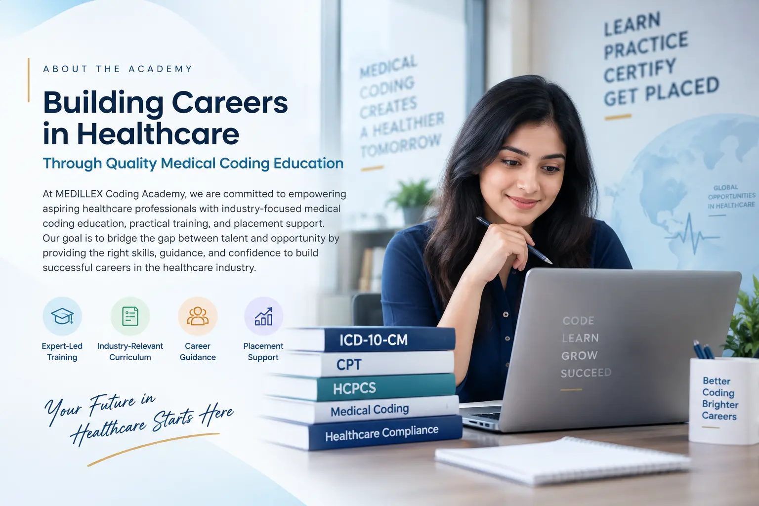 Modern medical education environment with professionals collaborating